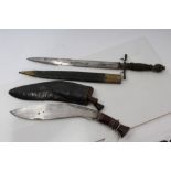18th / 19th century parrying dagger with brass pommel and crossguard, wire-bound grip,