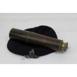 First World War brass and leather spotting scope / telescope, ,marked Tel.sig (MkIV), also G.S. H.C.