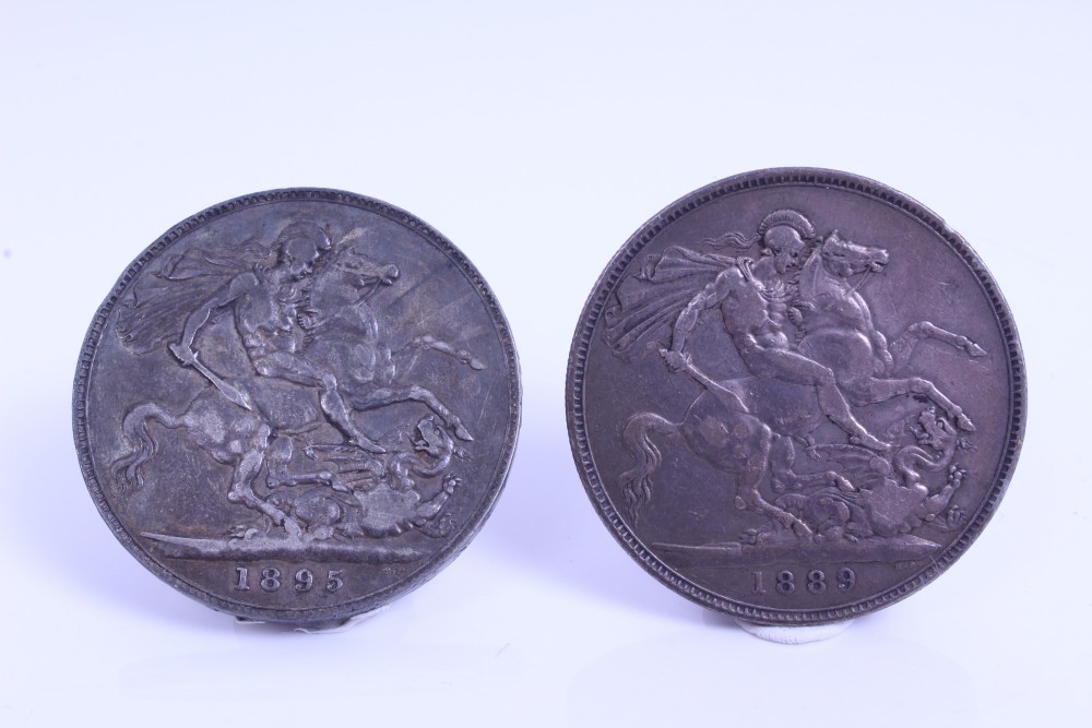 G.B. mixed silver coinage - Victoria - to include Crowns J.H. 1889. F, O.H. 1895 LVIII. - Image 3 of 4