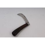 19th century American folding knife with curved blade, by E. M.