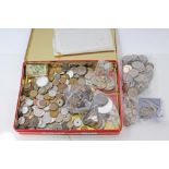 World - mixed coinage and banknotes - to include G.B. silver Victoria J.H. Crowns 1889 (x 2).