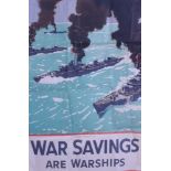 Norman Wilkinson (1878 - 1971) Second World War lithographic poster - 'War Savings are War Ships',