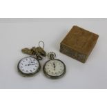 Second World War Air Ministry stop watch in original box together with a steel cased British