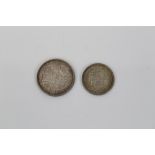 G.B. silver coins - to include George III Shilling 1819. EF and Victoria Florin 1849 'Godless'.