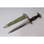 Nazi SA mans dagger with regulation hilt, plated etched blade,