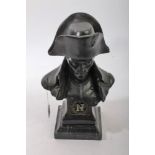 Bronze bust of Napoleon Bonaparte - raised on marble base, signed - Lecomte and dated 82 to reverse,