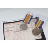 First World War pair - comprising War and Victory medals, named to G-35857 PTE. C. F. Schaffert.