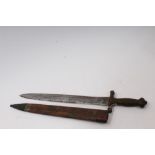 19th century French Artillery Gladius short sword with brass ribbed hilt,