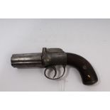 Victorian percussion pepper-box revolver with six shots, Birmingham proofs,