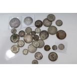 G.B. mixed silver coinage - to include Victoria J.H. Crown 1891. F, Sixpence 1888.