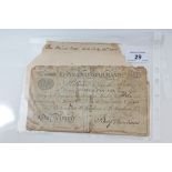G.B. Provincial £1 banknote - Epping & Ongar Bank dated July 28th, 1815, signed by Benjn. Fincham.
