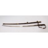 First World War Imperial German officers' sabre with stirrup hilt (backstrap missing),