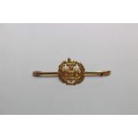 Gold (9ct) Essex Regiment sweetheart brooch marked on reverse 9ct CONDITION REPORT