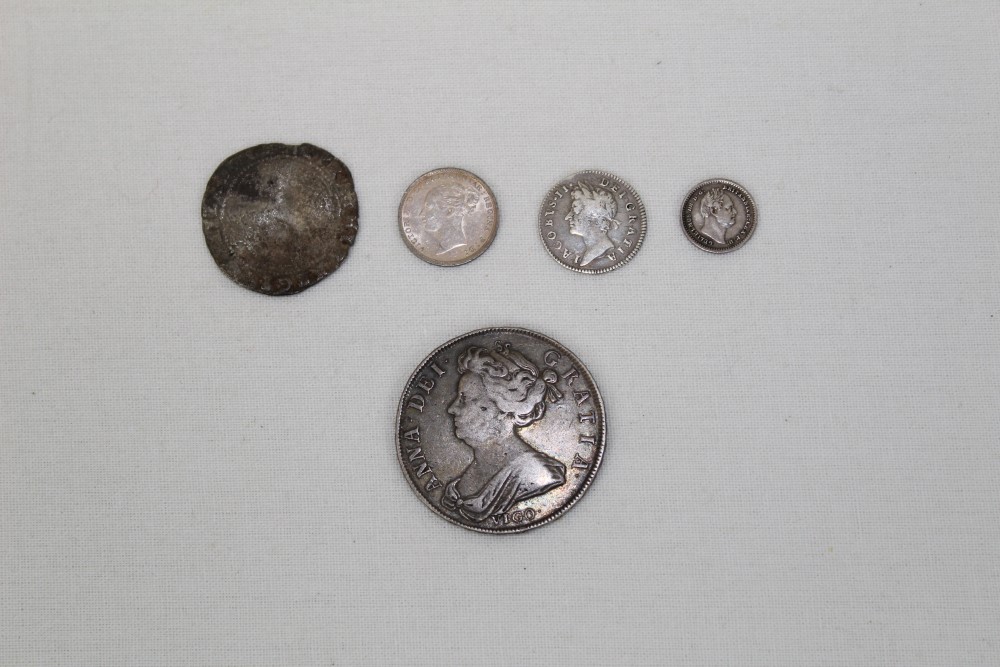 G.B. mixed silver coinage - to include Anne Half Crown 1703 VIGO. N.B. - Image 2 of 3