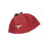 Second World War Nazi fez with Eagle and Swastika badge