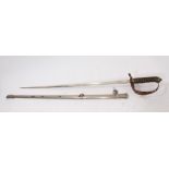 Edward VII 1845 pattern Rifle / Light Infantry Officers' sword with nickel plated Gothic hilt,