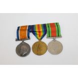 First World War / Second World War medal trio - comprising War and Victory medals (naming erased)