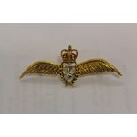 Fine gold (9ct) and enamel Fleet Air Arm sweetheart brooch hallmarked on reverse