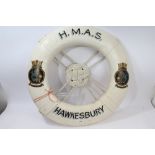 Second World War Life Ring with painted crests for H.M.A.S.