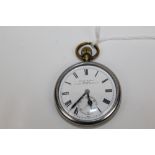 British Military open faced pocket watch with white enamel dial, marked - 'Kendal & Dent,