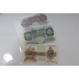 G.B. banknotes - to include Third Bradbury Issue 1917 One Pound. Prefix D83.