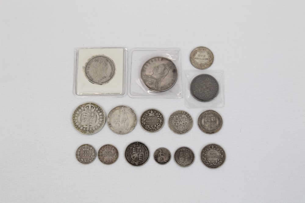 G.B. Victoria & Edward VII mixed silver coins - to include Florins 1849 'Godless'.