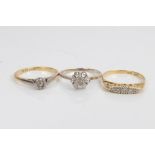 Three gold (18ct) diamond set rings CONDITION REPORT Total gross weight