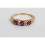 Victorian gold (18ct) ruby and diamond ring.