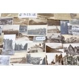 Postcards selection - including First World War real photographic - trenches, troops on train,
