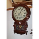 Late Victorian drop-dial wall clock, retailed by Smith Sudbury, with painted dial, sprung movement,