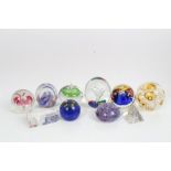 Selection of glass paperweights - including Mdina, Guernsey,