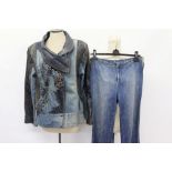 Group of designer clothing - including pair Moschino jeans with applied gilt detail to pockets,