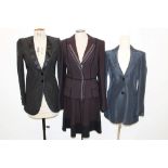 Black jackets by Krizia, Emporio Armani, Emanuel Ungaro, Gianfranco Ferré dark mauve skirt suit,