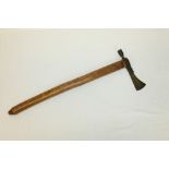 Rare 19th century pipe tomahawk with cast bronze head, mounted on original wooden,