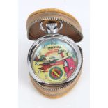 1960s Ingersoll pocket watch made for Eagle comics - the automaton dial depicting Dan Dare