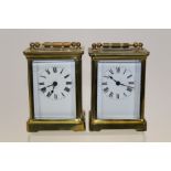 Early 20th century carriage clock with French eight day timepiece movement,