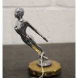 1930s naked female speed nymph car mascot on brass radiator cap,