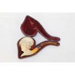 Early 20th century well-carved meerschaum pipe,