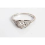 Diamond single stone ring with a brilliant cut diamond estimated to weigh approximately 0.