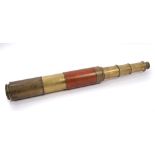 19th century Dolland day / night telescope, the wooden case with internal brass draw,