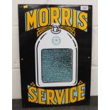 Reproduction Morris Service enamelled sign with Morris Oxford bull nose radiator decoration,