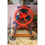 Ransomes & Simms Biddell's patent bean cutter - finely restored in blue and red livery,