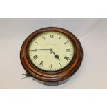 Large late 19th / early 20th century wall clock with eight day fusee movement and 16 inch enamel