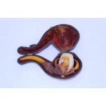 Finely carved and stained late 19th century meerschaum pipe in the form of a dragon or eagle claw