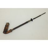 Good, early 19th century lap-style carved burr-wood pipe,