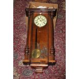 Early 20th century German Vienna-style striking regulator wall clock with enamel dial,