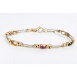 Ladies' 9ct white and yellow gold gem set bracelet (stones missing)