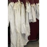 Quantity of Victorian white cotton garments with lace and embroidery - including split leg drawers,