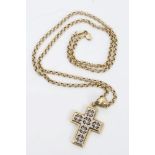 Gold (18ct) cross pendant set with six brilliant cut diamonds,