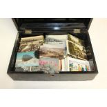 Postcards - loose in lacquered box - selection includes G.B.